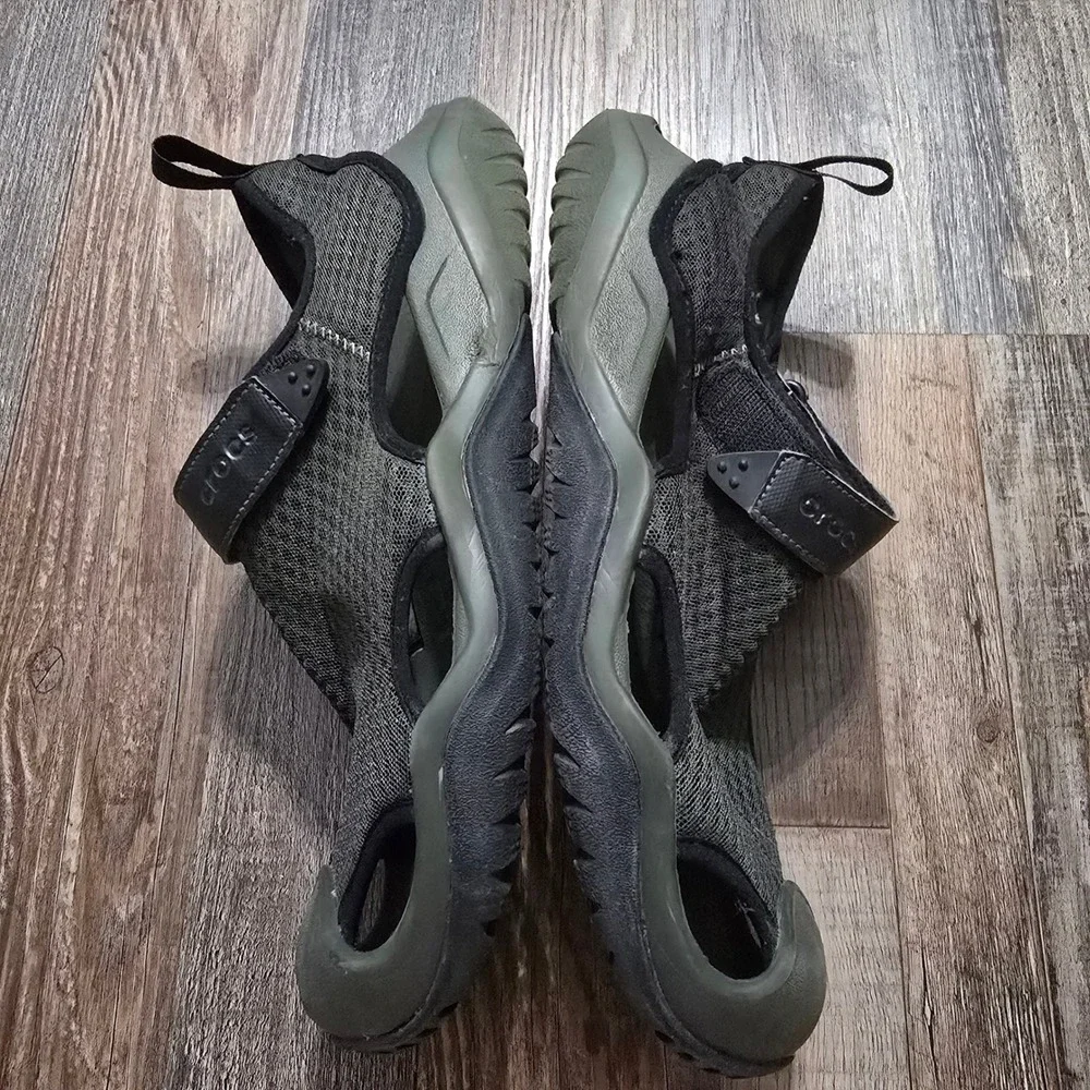 Crocs Swiftwater Mesh Deck Sandals Mens 12  Black Hiking Water Shoes